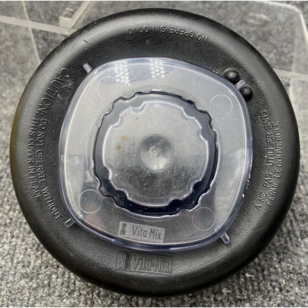 Vitamix Blender Lid with Clear Insert Cap Replacement Black Rubber 2 Part Cover